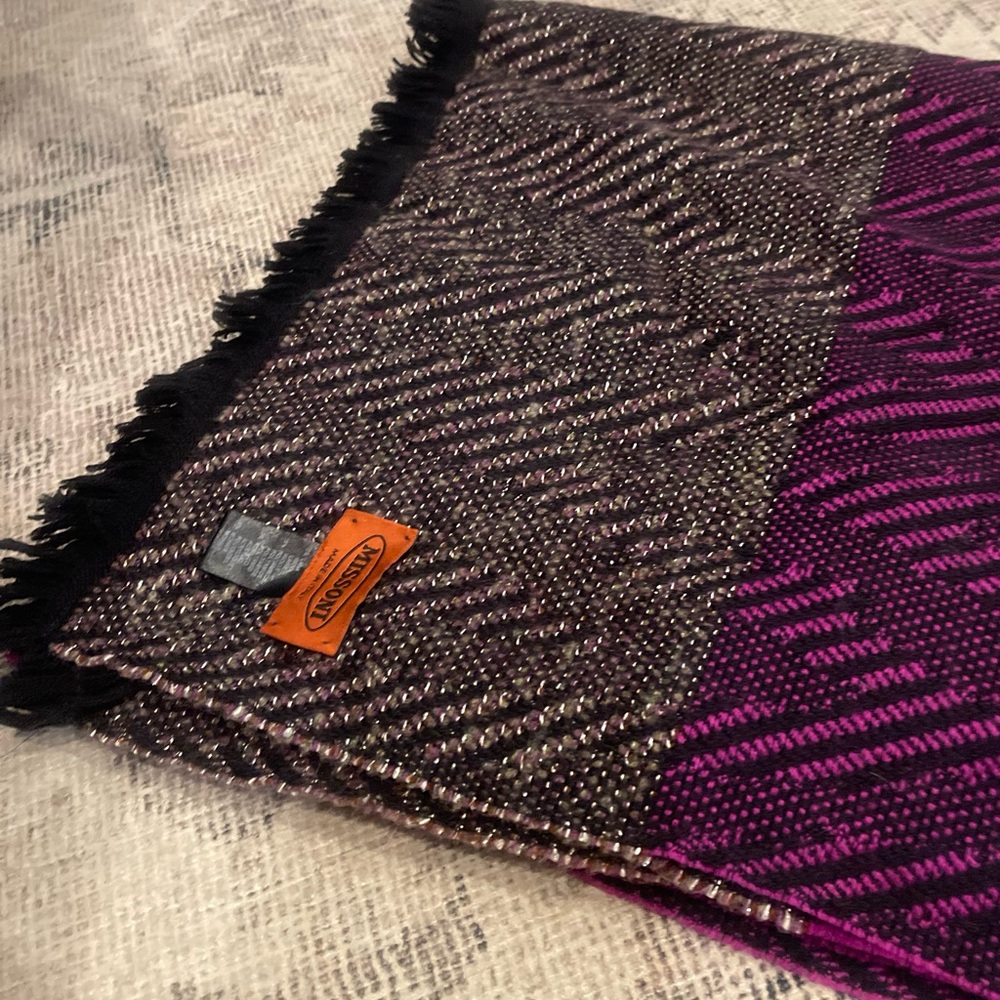 MISSONI Oversized Wool Mohair Fringe Shawl / Scarf Multicolor 65”× 29” - Picture 4 of 12